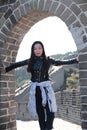 A Chinese woman on China Badaling Great Wall Royalty Free Stock Photo